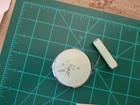 Vintage 1920 s Enamel Green  makeup mirrored Compact With Lipstick 