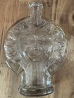 Vintage Clear Sun Face Glass Bottle Bud Vase Celestial Mod Dep Bottle 7   