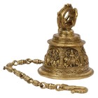 Brass Durga Engraved Temple Bell 8 Inch Sherawali Ghanti Hanging Home Decor