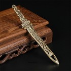 Antique Bronze Dragon Sword Mini Doll Desktop Ornament Home Decoration