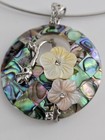 Lee Sands Inlaid Shell Pendant Necklace