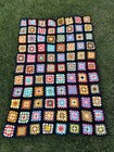 Vintage Handmade Granny Square Afghan Blanket 40x57    Colorful Crochet Throw