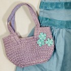 18  American Girl Doll Double Bow Blue Dress sandals   Purple Woven Flower Purse