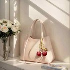 Cherry Bag Charm Key Chain Glitter Resin And Metal Brass Red Apple