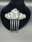     antique Victorian Coin Silver Etched Relief Hair Comb 1898 Wedding