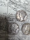 Lot Of 3 Mercury Dimes 1937  1945  1936 - F-vf Exact Coins Pictured -md5