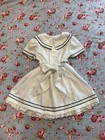 Vintage 90s Bonnie Jean Size 5 Little Girl Sailor Dress White With Gold Buttons