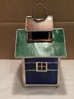 Vintage Stained Glass Bird House Candle Lantern Votive Tea Light Holder