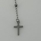 Delicate Rosar Silver Tone Tiny Gold Station Beads Catholic Cross Medal 20 Inch