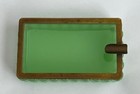 Green Opaline And Ormolu Vintage Ribbed Ashtray  Italian  Catchall