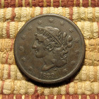 1839 Coronet Large Cent  Vf     Attractive Booby Head With Rich Brown Toning