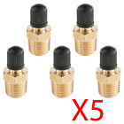 5 Pcs Schrader Tire Valve 1 4  Male Npt Brass Body Plastic Cap Hvac Air