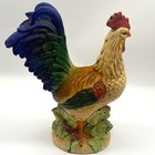 Ornate French Antique Large Majolica Rooster Sculpture 16 x13  Farmhouse