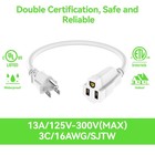 Power Extension Cord 0 5ft 6inch  Short 3 Prong Electric Extension Cable Outlet