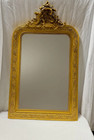 1900c Louis Philippe Style Carved Giltwood Antique French Mirror Stucco Floral