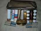 Lot Of 11 Vintage Metal  Plastic Lipstick Tubes 4 Metal Eyeshadow And Travel Bag
