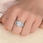 Wedding Band Set Engagement Promise Ring Sterling Silver Cz Women Jewelry 