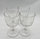 1870s Open Rose Aka Moss By Unknown Clear Glass Goblet Vtg Antique Set Of 4