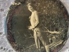 Antique Celluloid Pocket Mirror 1920 s Woman Portrait With Case Real Photo