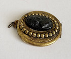 Victorian Revival Black Cameo Photo Locket Pendant