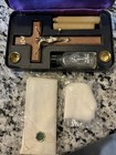Last Rites Kit Hinged Box Vintage Irish Linen Portable Communion Crucifix Cross