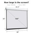 100  Projector Screen Projection Screen Manual Pull Down 16 9hd Screen For Home