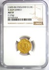 1605-06 Britain England Gold James I Half Crown G1 2c Coin - Certified Ngc Au53