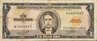 1968 Dominican Republic 1 Peso Oro Banknote  Juan Pablo Duarte Y D  ez  Arms
