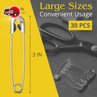 30 Pack Extra Large Safety Pins 3 Inch Safety Pins For Sewing Durable Stainless
