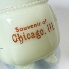 Chicago  Illinois Il Uranium Antique Custard Glass Souvenir Footed Candy Dish