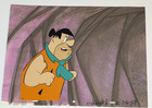 1970s Flintstones Production Cel Of Fred On A Hand Painted Production Background