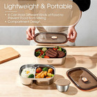 2 Pack Stainless Steel Bento Box With Dressing Cup  42oz 57oz Leakproof Metal Lu