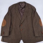 Studio 21 Tweed Mens 58l Brown Houndstooth Sport Coat Blazer Elbow Patches Usa