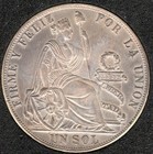 Peru Un Sol - 1889 Tf bf - Beautiful 90  Silver Crown