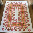 Vintage Flower Power Terry Beach Towel 50x67 Floral Pink Orange Green Usa 70s