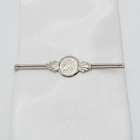 Art Deco Long Textured Disc Center 1930s Old Hollywood Metal Tie Bar Clip Clasp