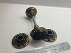 Vintage Ornate Round Brass Door Knob Set With Matching Back Plates