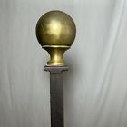 Antique Colonial Brass Ball And Forged Wrought Iron Fireplace Andirons Chenets