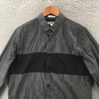 Express Button Down Long Sleeve Dress Shirt Mens L Grey Cotton Extra Slim Fit