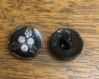 Set Of 3 - Vintage 3 4  Black Silver Rhinestones Glass Buttons    Nos 1920   s