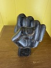 Vintage Black Power Solidarity Fist Sculpture Hand-carved Wooden Black