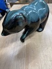 Vintage Blue Green Glazed Bear Wildlife Figure Sculpture Pottery