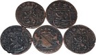  5  Dutch Netherlands Voc Duit New York Penny Random Year Lot Of 5 Copper Coins