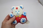 Vintage Htf 1990 Fisher Price Plush Blue Polka Dot Bear Baby Toy Rattle  1497
