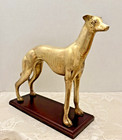 Greyhound Whippet Solid Brass Dog Sculpture 12  H X 15  L Art Deco Vintage Mcm