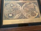 Gold Foiled Blaeu Piscator Wall Map  the New World  Framed   Matte Vtg  28x24