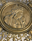 Gilt-bronze Tazza 19th Century Central Bezel-set Metal Medallion   19th C