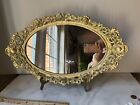 Vintage Gold Ornate Oval Wall Mirror Or Vanity Tray By Robert Emig 1960