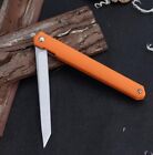 Long Blade Rubber Handle Folding Pocket Knife  orange 