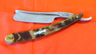 Excellent 6 8 Fredr  Reynolds  frameback  Straight Razor W mottled Horn Handles